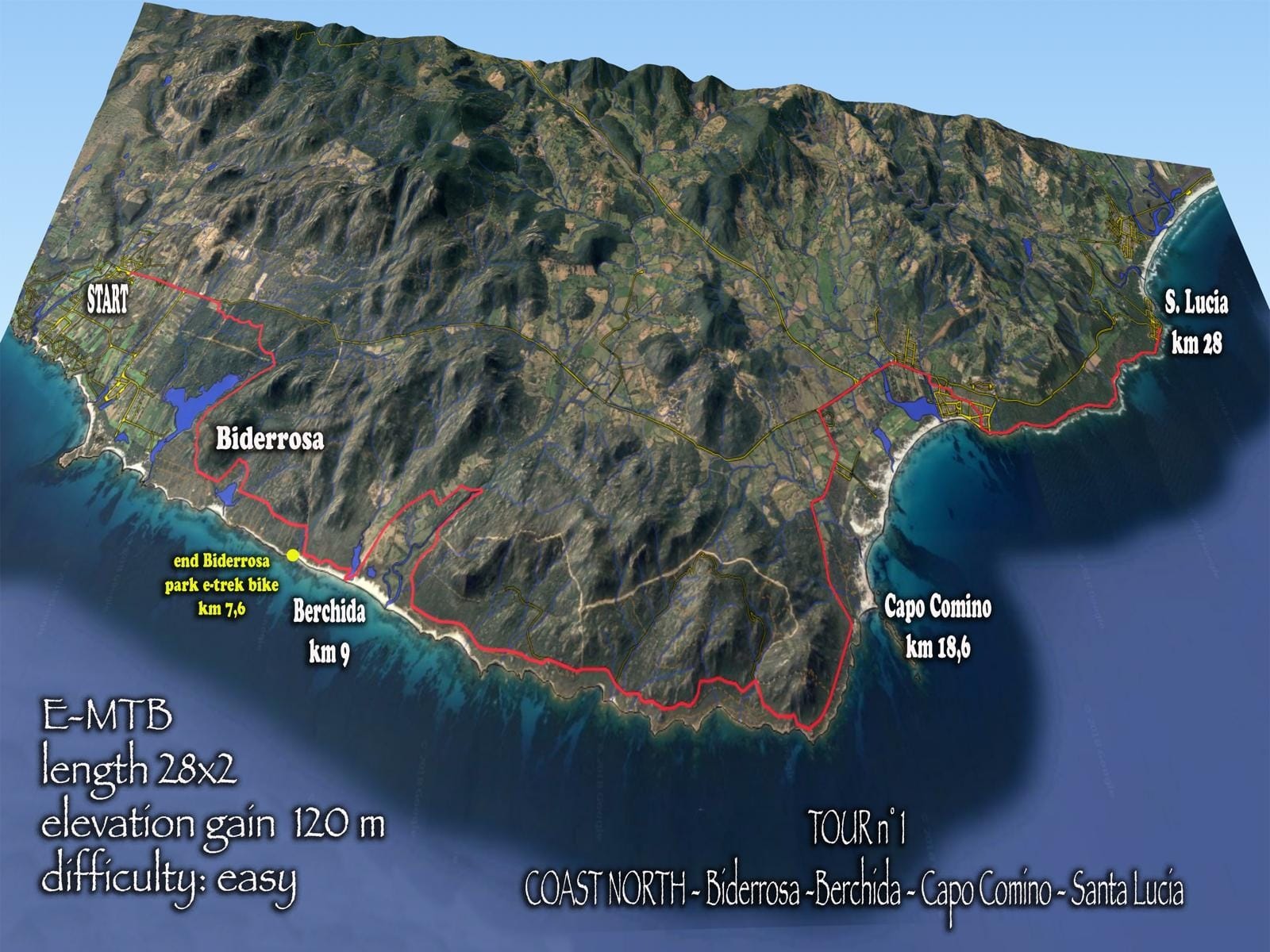 bike tour map From Sos Alinos to St.Lucia and back